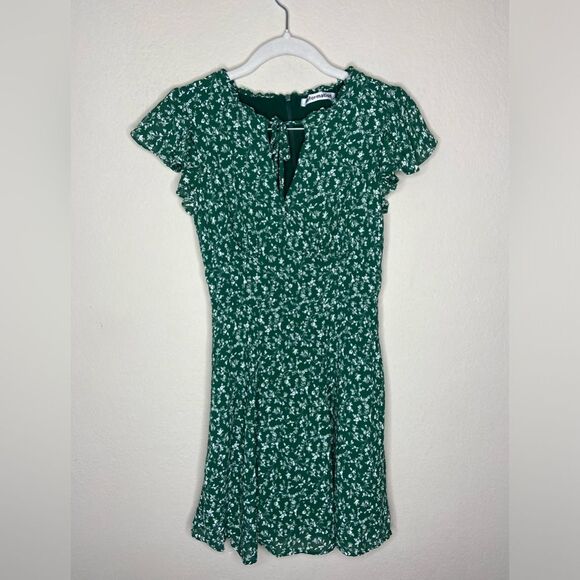 Reformation Byron Mini Green Dress Floral Size 4 - Picture 8 of 11